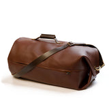 brown leather duffle bag