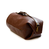 brown leather duffle bag