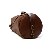 brown leather duffle bag