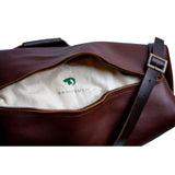 brown leather duffle bag