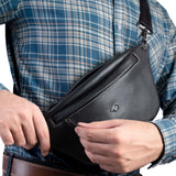 The Alpha Leather Sling Bag - Black