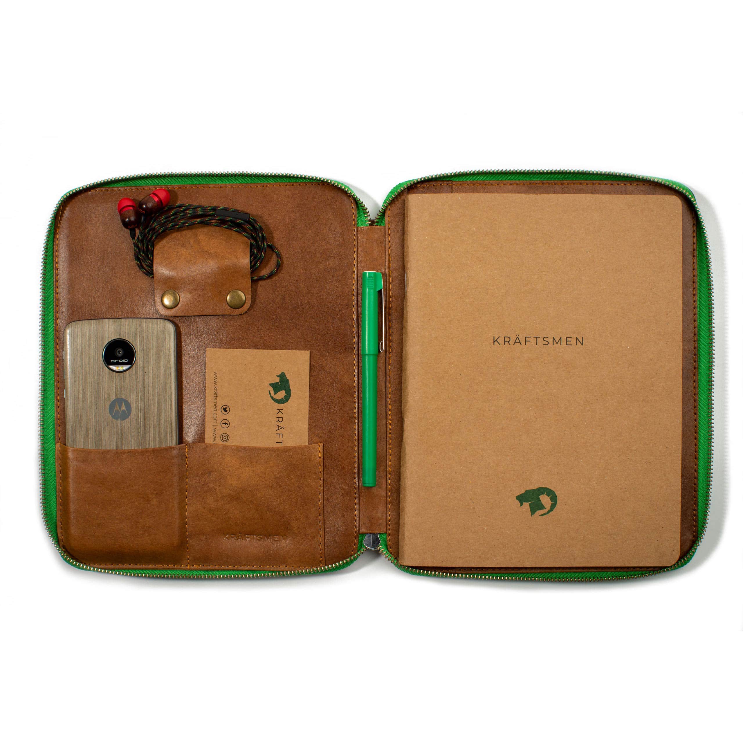 zippered leather portfolio