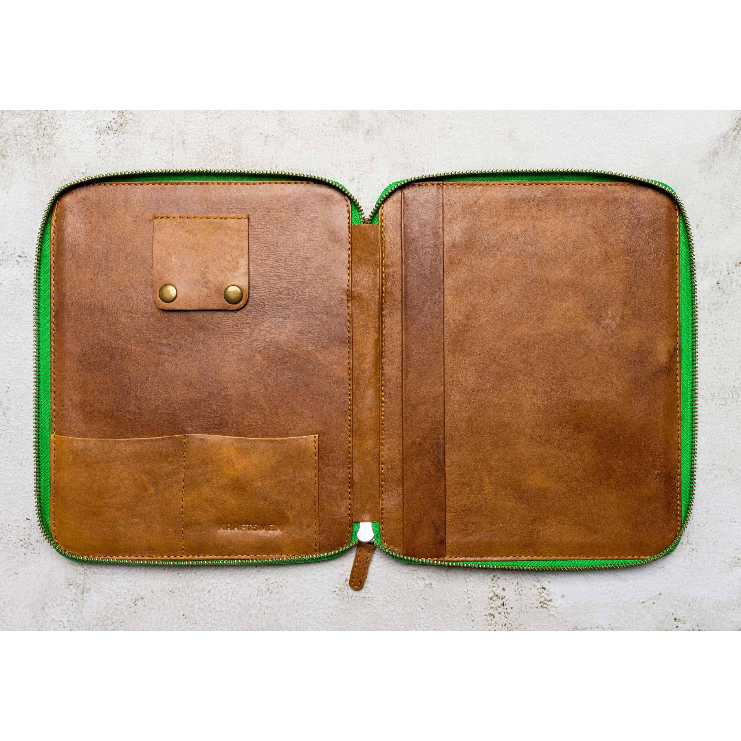 zippered leather portfolio